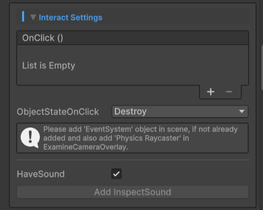 Interact Settings
