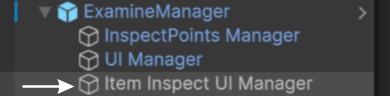 Item Inspect UI Manager Object